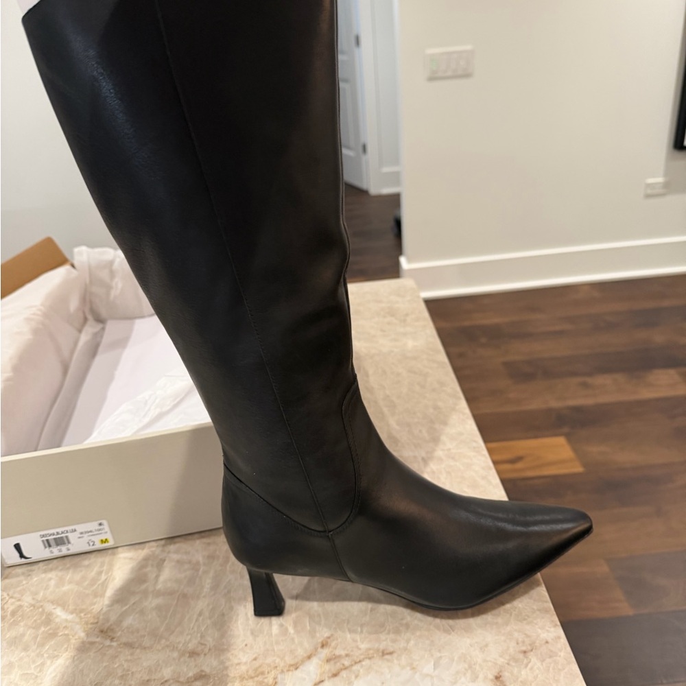 Naturalizer Deesha Black Leather Heeled Boots — New